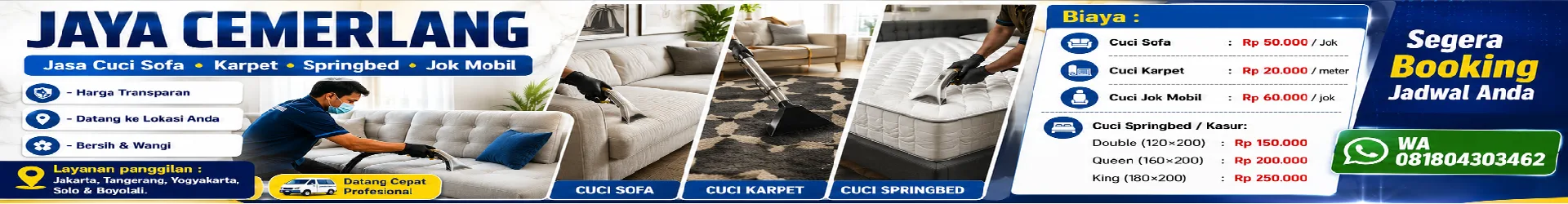 Jasa cuci sofa jok mobil karpet springbed jakarta pusat utara timur barat selatan 2